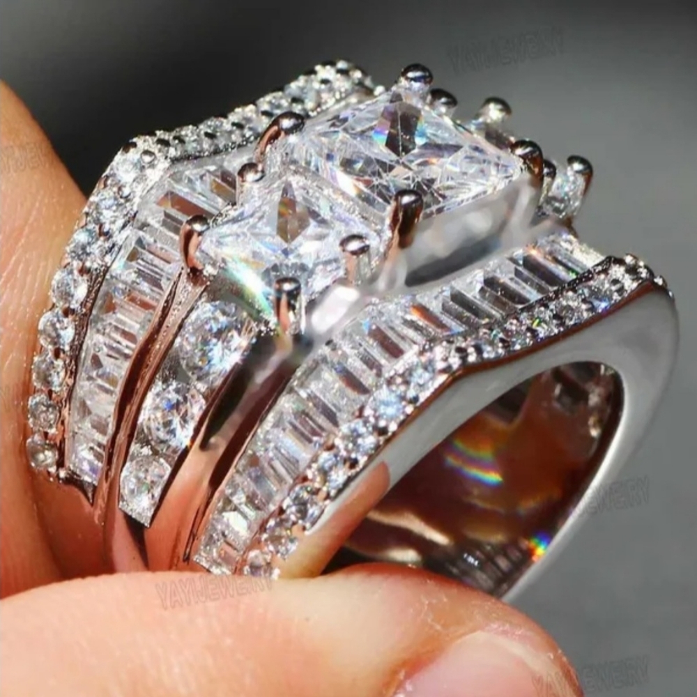 New White Sapphire Baguette Diamond 925 S.S Ring - Picture 3 of 5